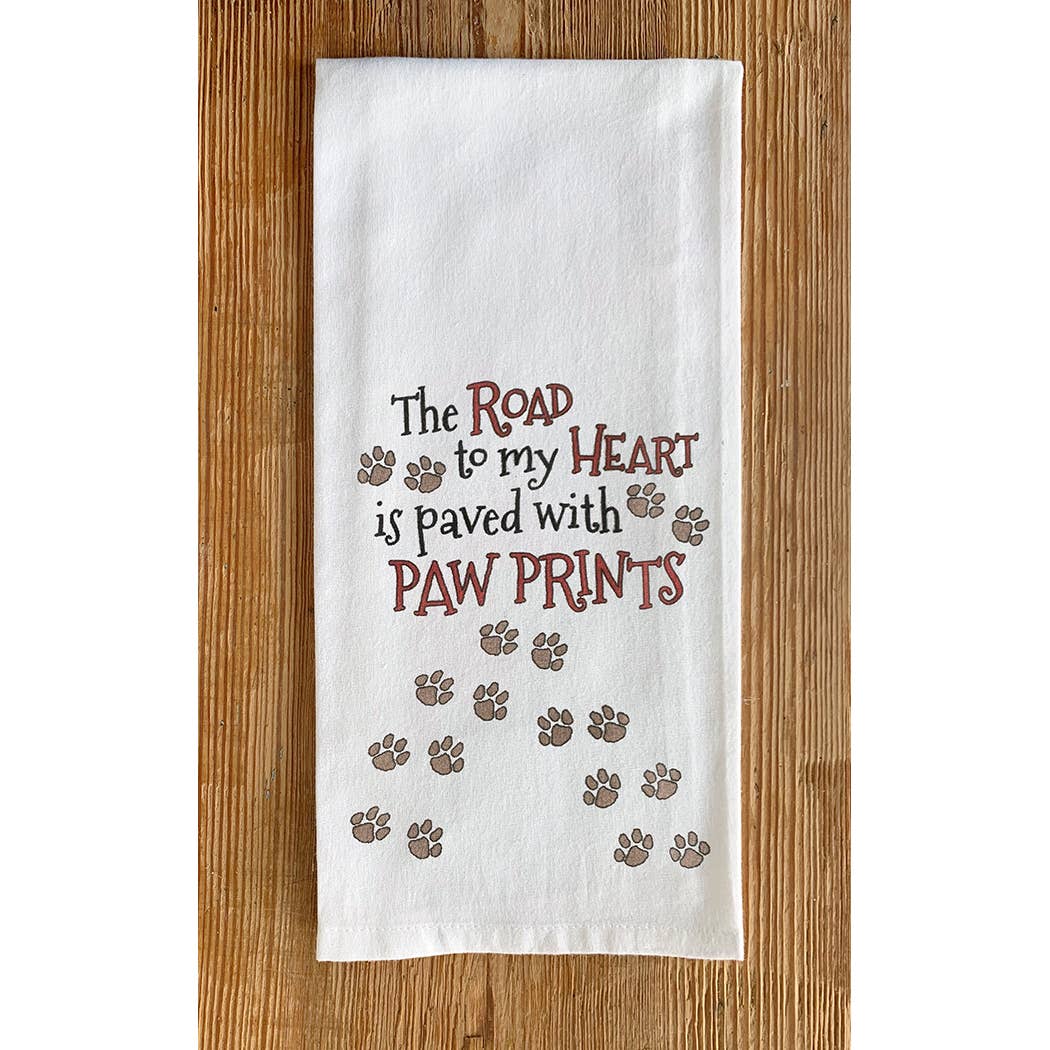 FAIRE - Great Finds Kitchen Decor Road to My Heart is Paved with Paw Prints Kitchen Towel *