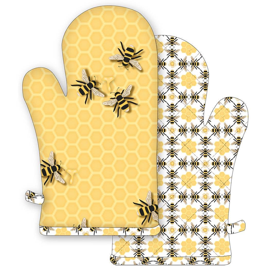 FAIRE - Great Finds Kitchen Honey Bee Honeycomb Oven Mitt - Kitchen Fun! Bee Favorites