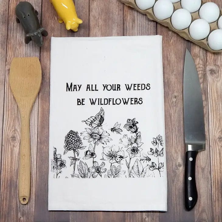 FAIRE-greenbee tea towels Kitchen Weeds be Wildflowers Honey Bee & Wildflower Kitchen Towels: Cute gifts, made in the USA!