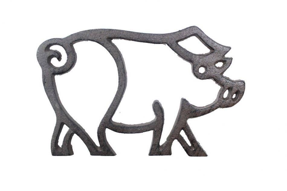FAIRE: Hampton Nautical Trivets Pig Shaped Trivet 8" Cast Iron