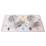 FAIRE - Haute Diggity Dog Pet Products SET / White / Small Chewy Vuiton Bowls & Placemat Set Classic Checker or White with Pastels