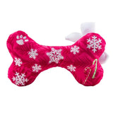 FAIRE - Haute Diggity Dog Plush Bone with Squeaker Christmas Happy Pawlidays! Med Christmas Plush Dog Bone Toys with Squeakers