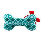 FAIRE - Haute Diggity Dog Plush Bone with Squeaker Christmas Happy Pawlidays! Med Christmas Plush Dog Bone Toys with Squeakers