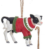 FAIRE - Kurt S. Adler animal ornament Cow FARM ANIMALS W/SWEATER and SCARF Ornaments Pig,Cow, Chicken Kurt Adler