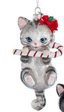 FAIRE - Kurt S. Adler cat ornament Gray Cats with Candy Canes Noble Gems Ornaments