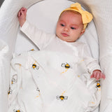 Faire-LollyBanks swaddle blanket bee Bee-utiful Muslin Honey Bee Baby Swaddle Blanket