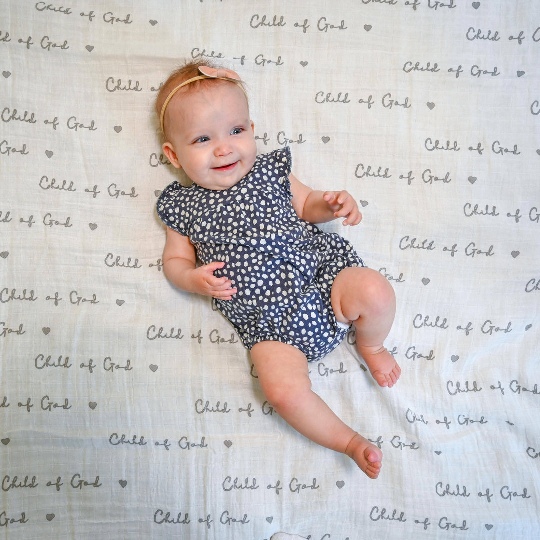 Faire-LollyBanks swaddle blanket christian Child of God Baby Swaddle Blanket by Lolly Banks