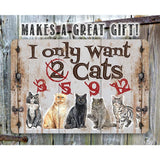 Faire-Lone Star Art Novelty Signs I Only Want Cats - Funny Metal Sign Handmade in the USA