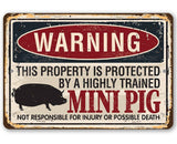 Faire-Lone Star Art Novelty Signs Med Property Protected By Mini Pig - Made in the USA Metal Sign