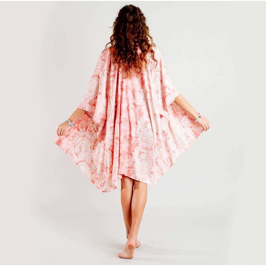 FAIRE - Lotus & Luna Wraps Peach Beach Mandala Kimono "Peach Watercolor"