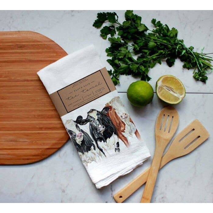 FAIRE - Meadowbrook Lane Kitchen Closeout Farm Animal Watercolor Flour Sack Tea Towels-Rabbits, cows, horse, chicken