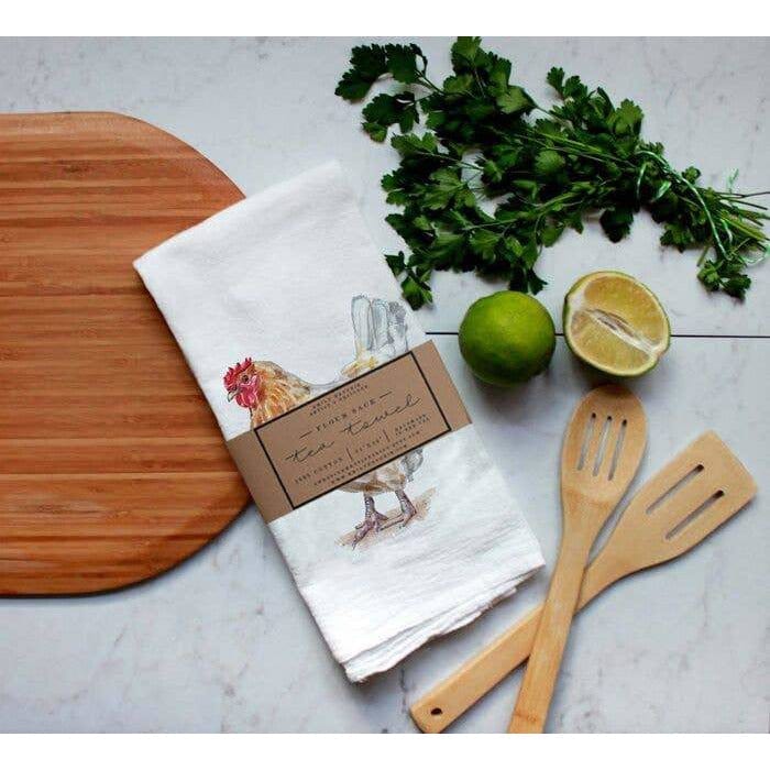 FAIRE - Meadowbrook Lane Kitchen Closeout Farm Animal Watercolor Flour Sack Tea Towels-Rabbits, cows, horse, chicken