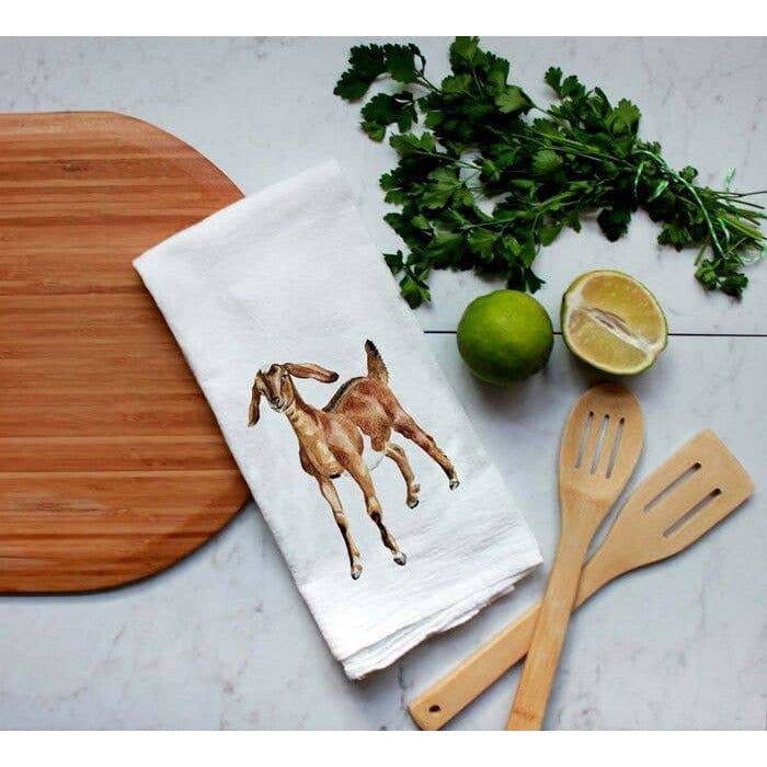 FAIRE - Meadowbrook Lane Kitchen Closeout Farm Animal Watercolor Flour Sack Tea Towels-Rabbits, cows, horse, chicken