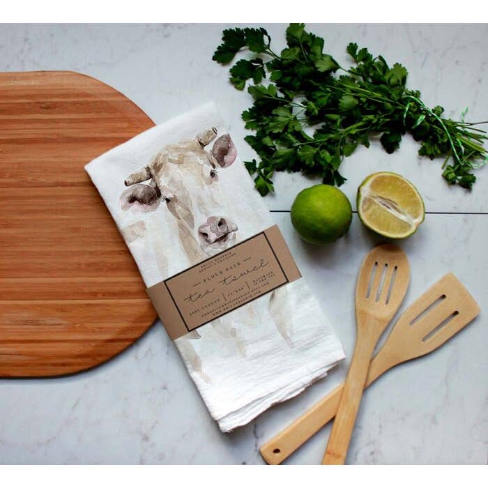 FAIRE - Meadowbrook Lane Kitchen Closeout Farm Animal Watercolor Flour Sack Tea Towels-Rabbits, cows, horse, chicken