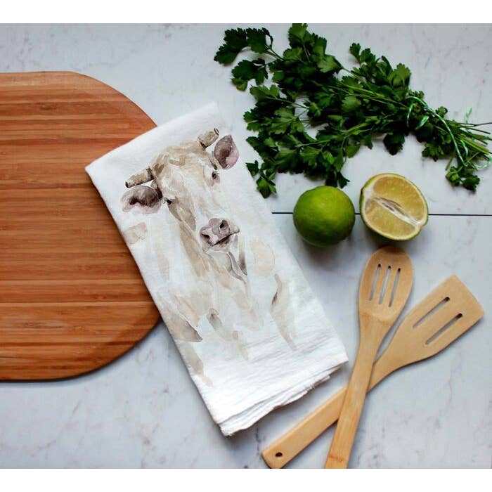 FAIRE - Meadowbrook Lane Kitchen Closeout Farm Animal Watercolor Flour Sack Tea Towels-Rabbits, cows, horse, chicken