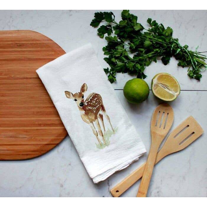 FAIRE - Meadowbrook Lane Kitchen Standing Deer Closeout Farm Animal Watercolor Flour Sack Tea Towels-Rabbits, cows, horse, chicken