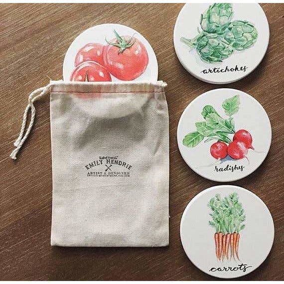 FAIRE - Meadowbrook Lane Kitchen Watercolor Farm Animals Ceramic Coaster Set-Pig, Cow, Hen, Goat