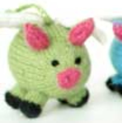 FAIRE - Melange Collection Ornament Green Flying Pig Ornament Handknit in Peru