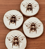 FAIRE-Munsell Made Coasters Engraved Wood Honey Bee Coasters*