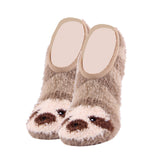 Sloth Fuzzy Footie Socks Women's Funny Fluffy House Slippers Socks