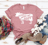 Faire-Printliss cow tshirts XS / Heather Mauve Cows Make Me Happy T-shirt - Bella Canvas Unisex