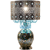 faire-river of goods Lamp Maverick Silver and Turquoise Crystal Mosaic Base Table Lamp