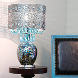 faire-river of goods Lamp Maverick Silver and Turquoise Crystal Mosaic Base Table Lamp