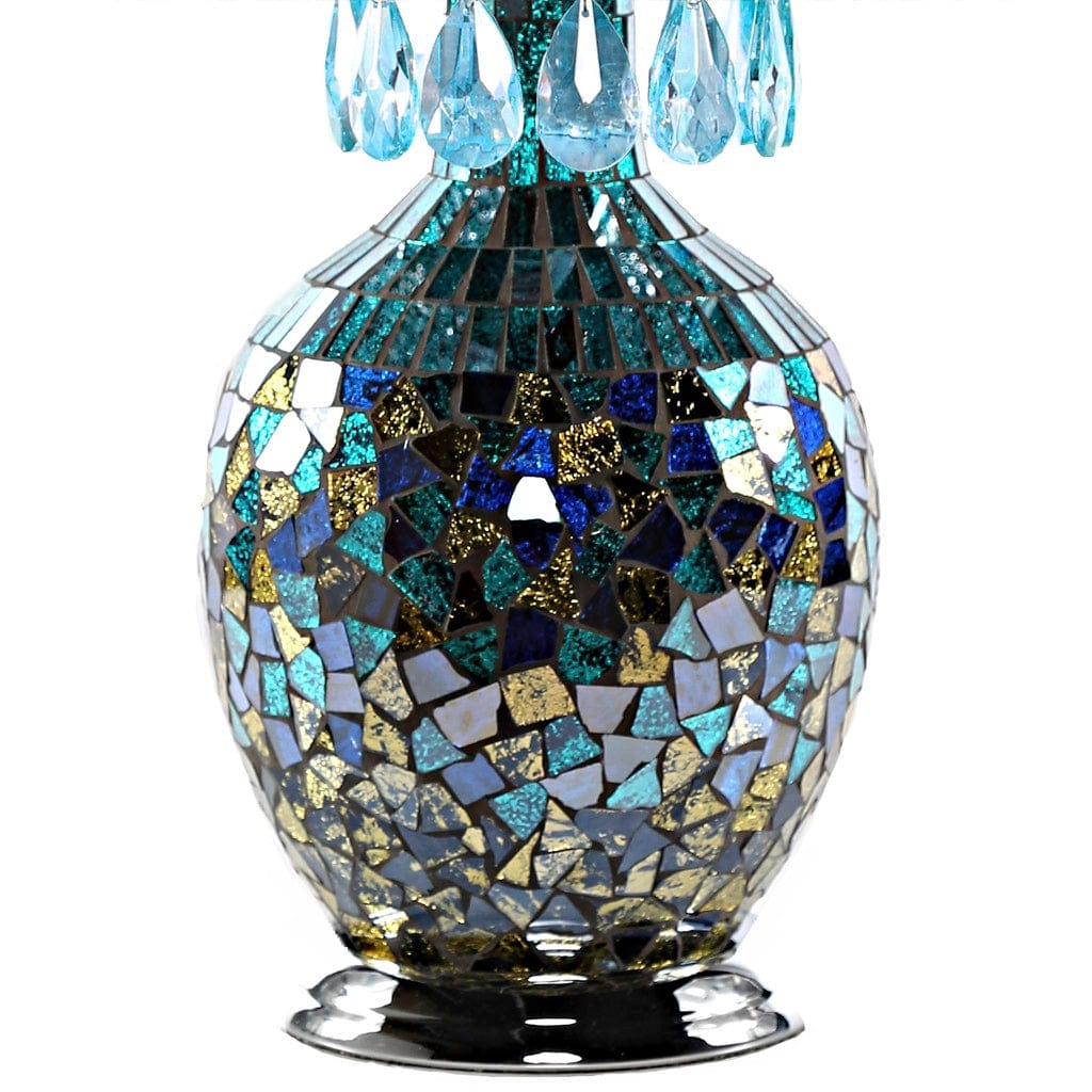faire-river of goods Lamp Maverick Silver and Turquoise Crystal Mosaic Base Table Lamp