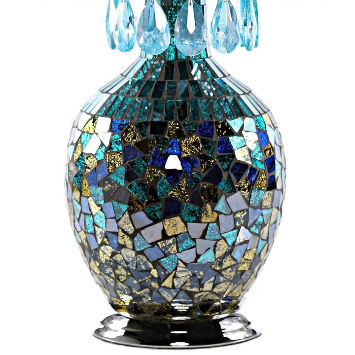 faire-river of goods Lamp Maverick Silver and Turquoise Crystal Mosaic Base Table Lamp