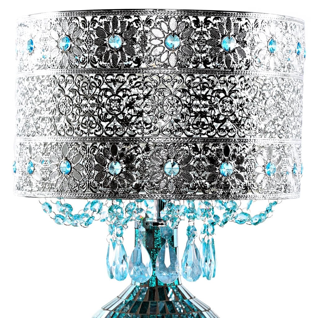faire-river of goods Lamp Maverick Silver and Turquoise Crystal Mosaic Base Table Lamp