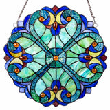 Faire: River of Goods Stained Glass Panels Blue Halston 12" Tiffany Style Stained Glass Hanging Window Panel