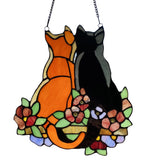 Cat Pair Beautiful Tiffany Style Stained Glass Hanging Window Panel