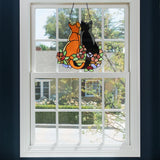 Faire: River of Goods Stained Glass Panels Cat Pair Beautiful Tiffany Style Stained Glass Hanging Window Panel