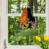 Faire: River of Goods Stained Glass Panels Cat Pair Beautiful Tiffany Style Stained Glass Hanging Window Panel