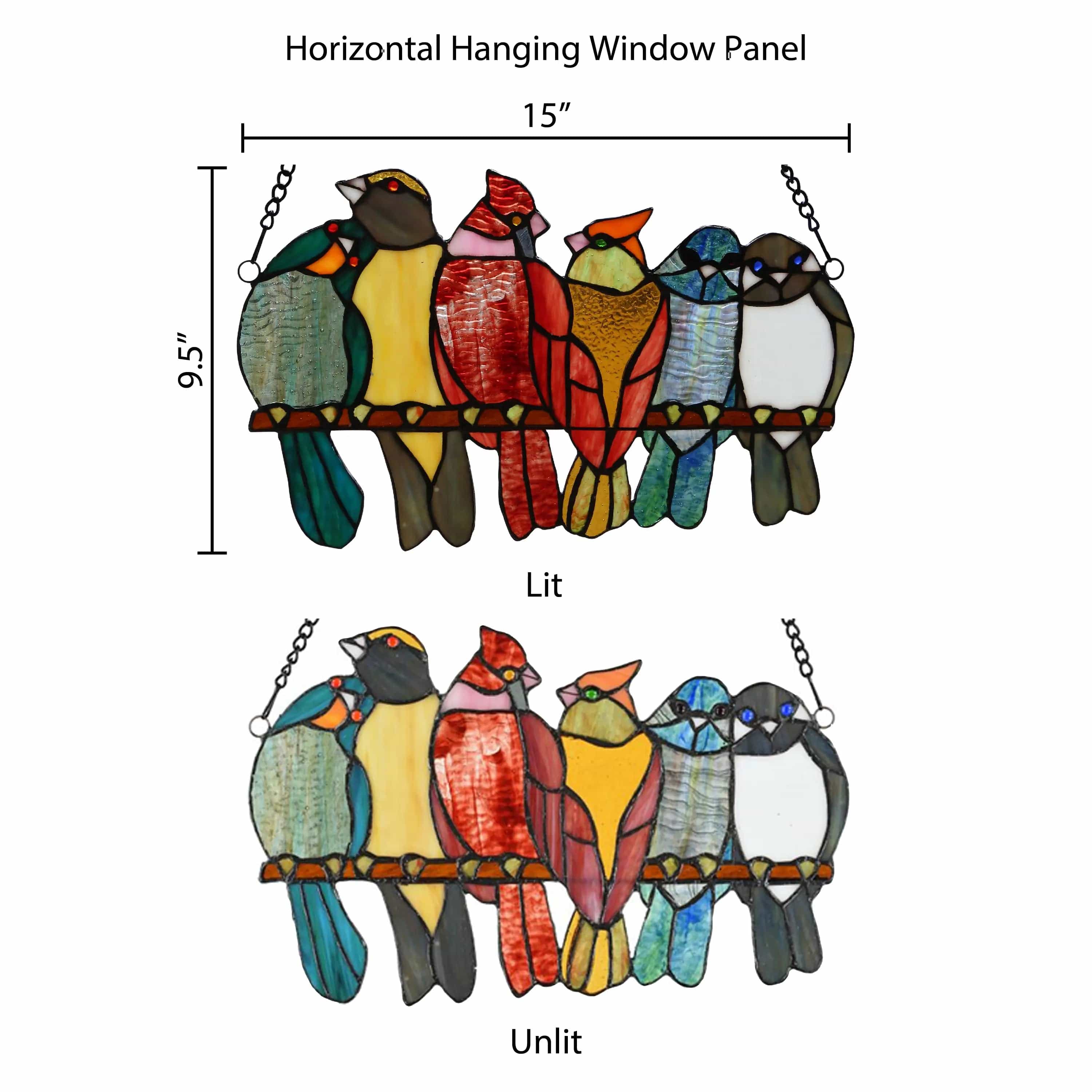 faire-river of goods Stained Glass Panels Colorful "Love Birds" Tiffany Style Stained Glass Window Hanging