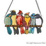 faire-river of goods Stained Glass Panels Colorful "Love Birds" Tiffany Style Stained Glass Window Hanging