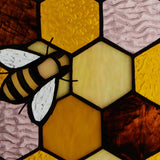 Faire: River of Goods Stained Glass Panels Honeycomb Bees Stained Glass Window Panel