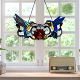 Hummingbird Floral REAL Stained Glass Window Panel