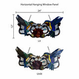 Faire: River of Goods Stained Glass Panels Hummingbird Floral REAL Stained Glass Window Panel