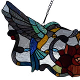 Faire: River of Goods Stained Glass Panels Hummingbird Floral REAL Stained Glass Window Panel