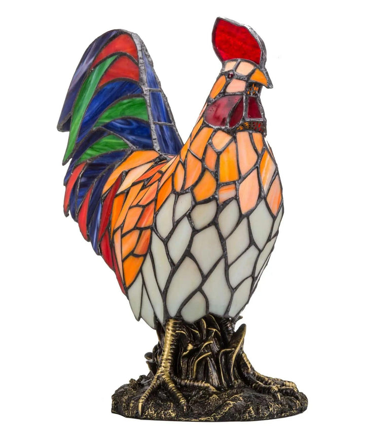 faire-river of goods Stained Glass Panels Lamp Rooster Tiffany Style Colorful Chicken Stained Glass Lamp or Hanging Panel
