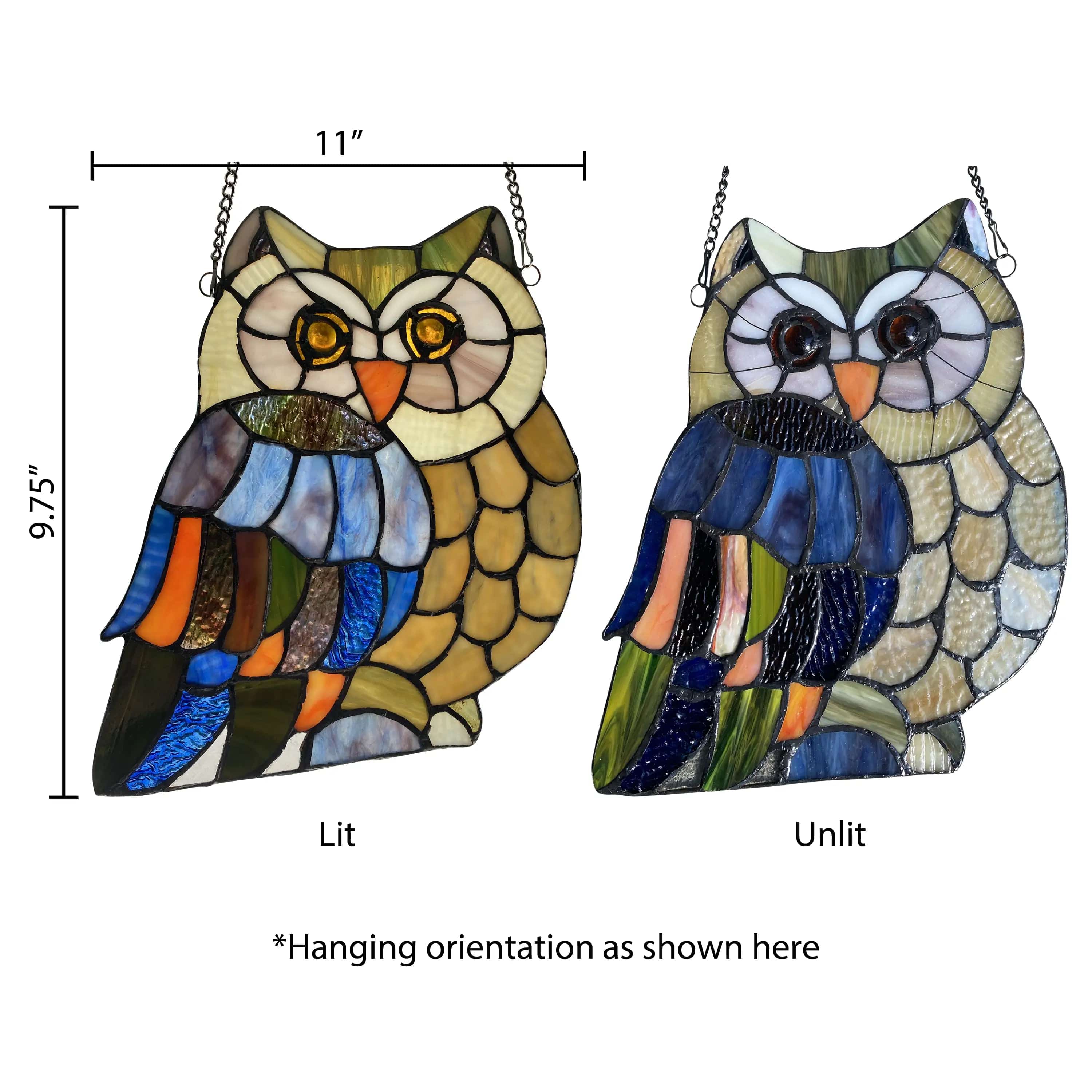 Mia the Owl Multicolor Stained Glass Window Panel Mia the Owl Multicolor Stained Glass Window Panel