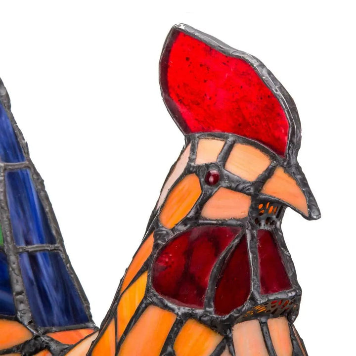 faire-river of goods Stained Glass Panels Rooster Tiffany Style Colorful Chicken Stained Glass Lamp or Hanging Panel