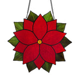 faire-river of goods stained glass poinsettia Pointsettia Stained Glass Holiday Decoration Beautiful Red Flower