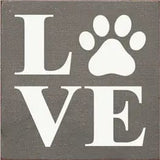 Faire: SAWDUST CITY Wooden Sign Gray Love - Pawprint Wood Sign Handmade in the USA