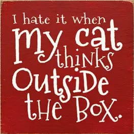Faire: SAWDUST CITY Wooden Sign Red I Hate when my Cat Thinks outside the Box Wood Sign