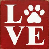 Faire: SAWDUST CITY Wooden Sign Red Love - Pawprint Wood Sign Handmade in the USA