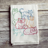 FAIRE - SewMuchMoreStore Kitchen Lots of Dogs or Cats Lint-free Heavyweight Embroidered Floursack Tea Towel Handmade