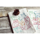 FAIRE - SewMuchMoreStore Kitchen Lots of Dogs or Cats Lint-free Heavyweight Embroidered Floursack Tea Towel Handmade