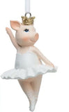 Faire: Silver Tree Home & Holiday Ornament Balerina 2 Ballerina Pink Pig Ornaments with Gold Glitter Crowns